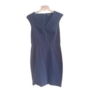 London Dress Company Navy Cap Sleeve V Neck Sheath Business Dress